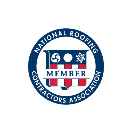 The logo of the National Roofing Contractors Association features a blue circular border with the organization’s name, and a shield in the center with icons and the word Member—a trusted mark for any commercial roofing contractor.